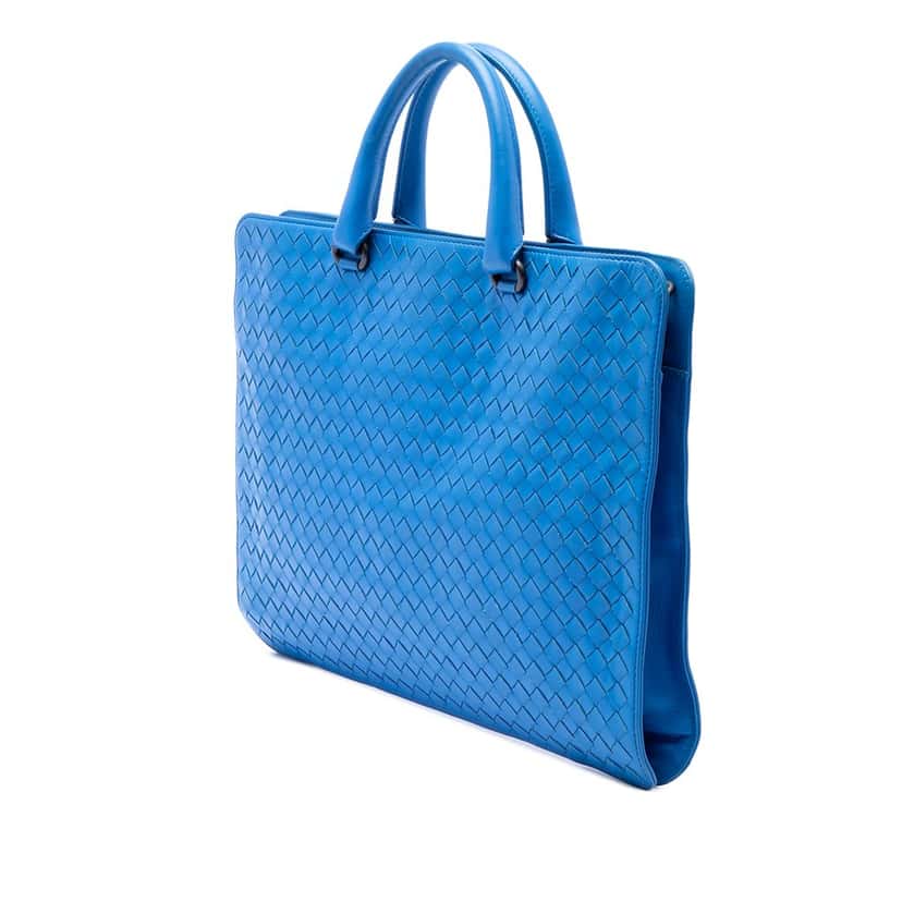 Bottega Veneta Nappa Intrecciato Briefcase Blue Leather Very good condition - Back View