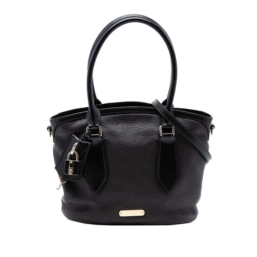Burberry Grainy Calfskin Satchel Black Leather Very good condition - Front View