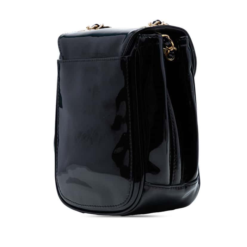 Chanel CC Patent Flap Crossbody Black Leather Very good condition - Back View