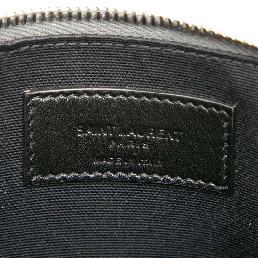 Saint Laurent Leather Zip Clutch Black Leather Very good condition - Box View