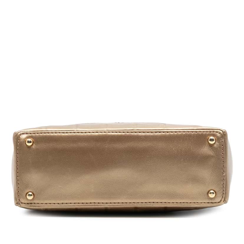 Chanel CC Chocolate Bar Metallic Lambskin Shoulder Bag Gold Leather Very good condition - Inside View
