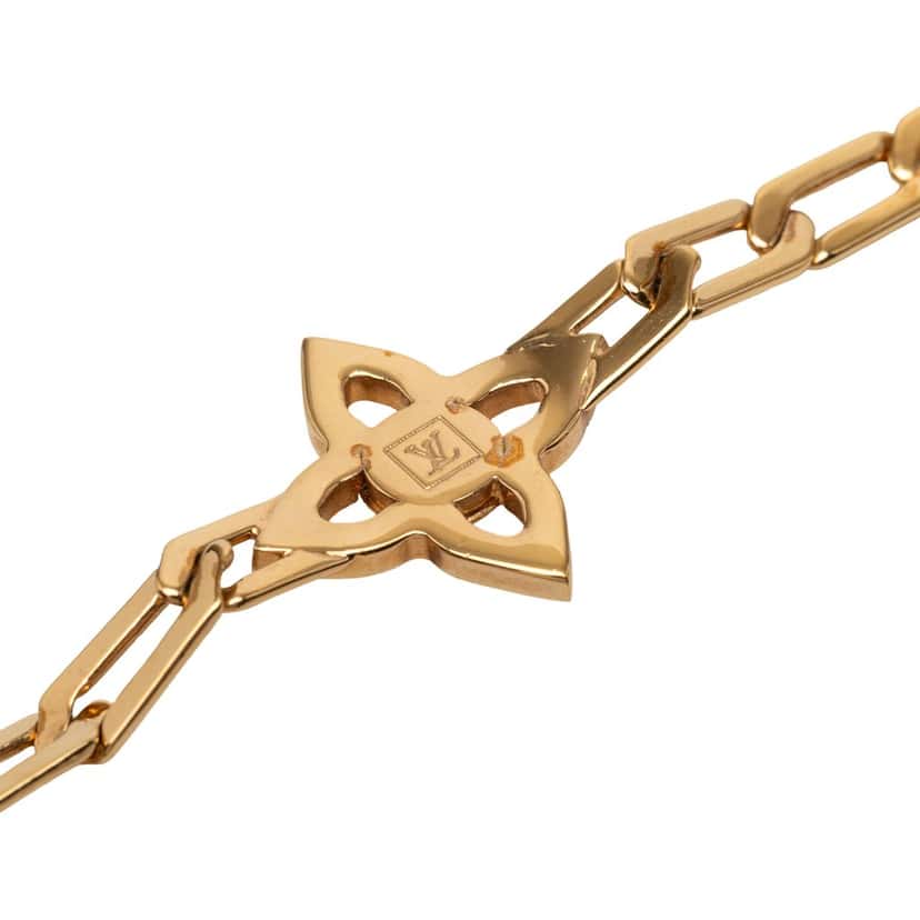 Louis Vuitton Gold Plated Strass Flower Power Bracelet Gold Metal Very good condition - Box View