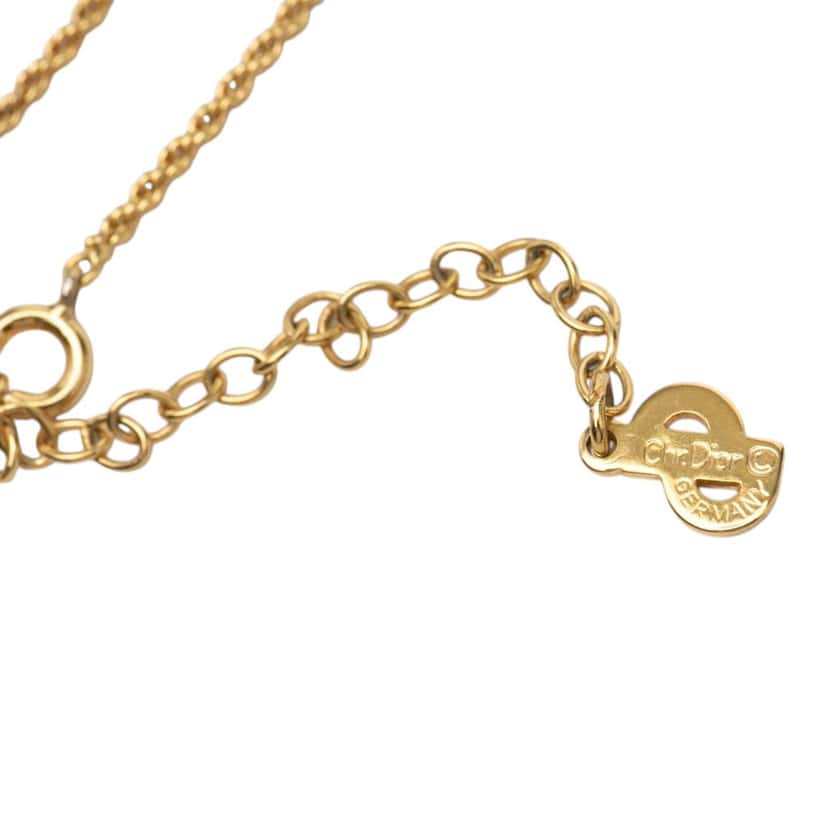 Dior Gold Plated Strass CD Logo Oval Pendant Necklace Gold Metal Very good condition - Model View