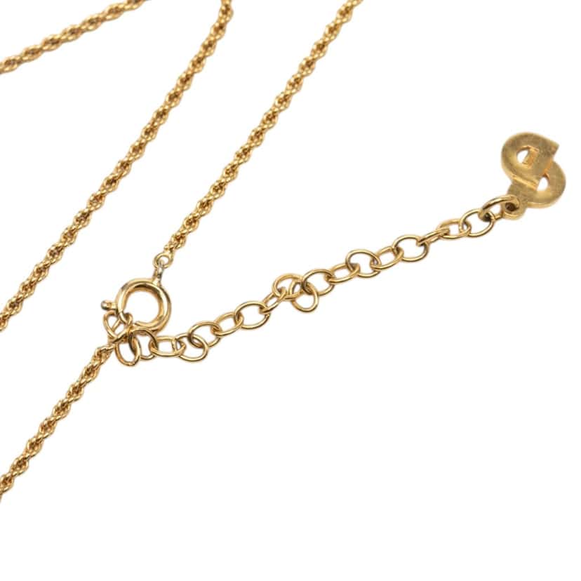 Dior Gold Plated Strass CD Logo Oval Pendant Necklace Gold Metal Very good condition - Box View