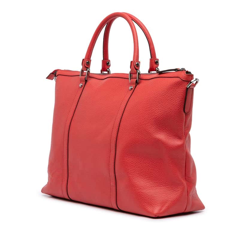 Gucci Leather GG Charm Satchel Red Leather Very good condition - Back View