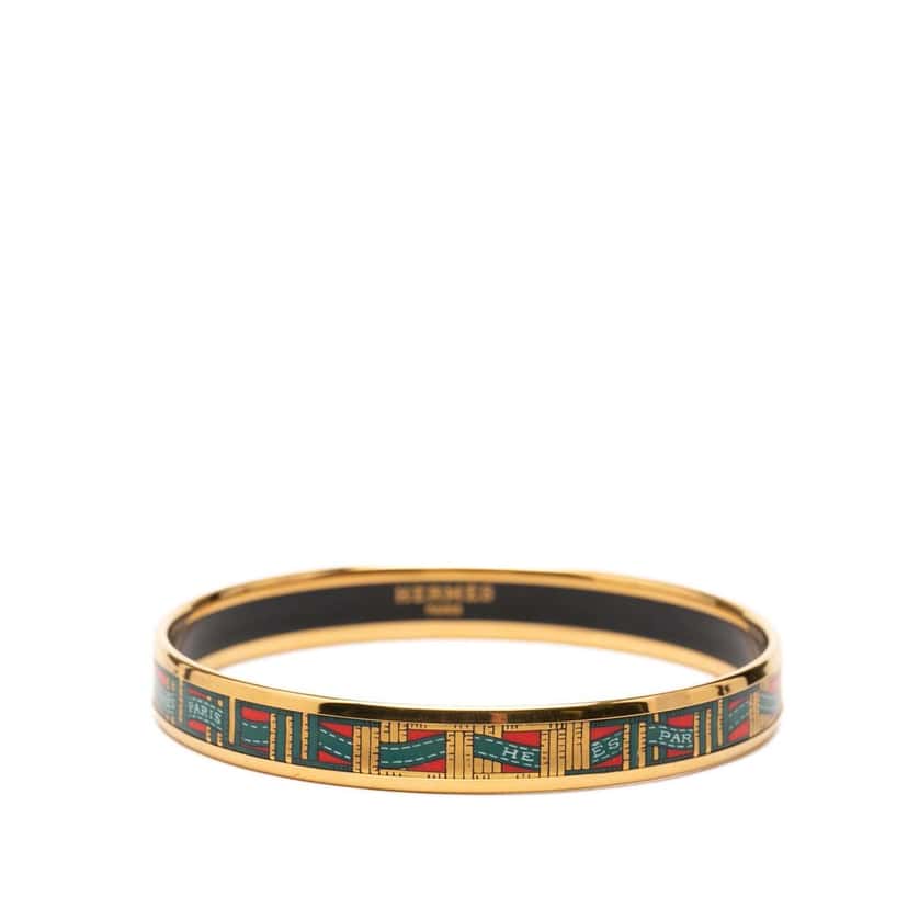 Hermès Narrow Cloisonne Enamel Bangle 62 Red Very good condition - Front View