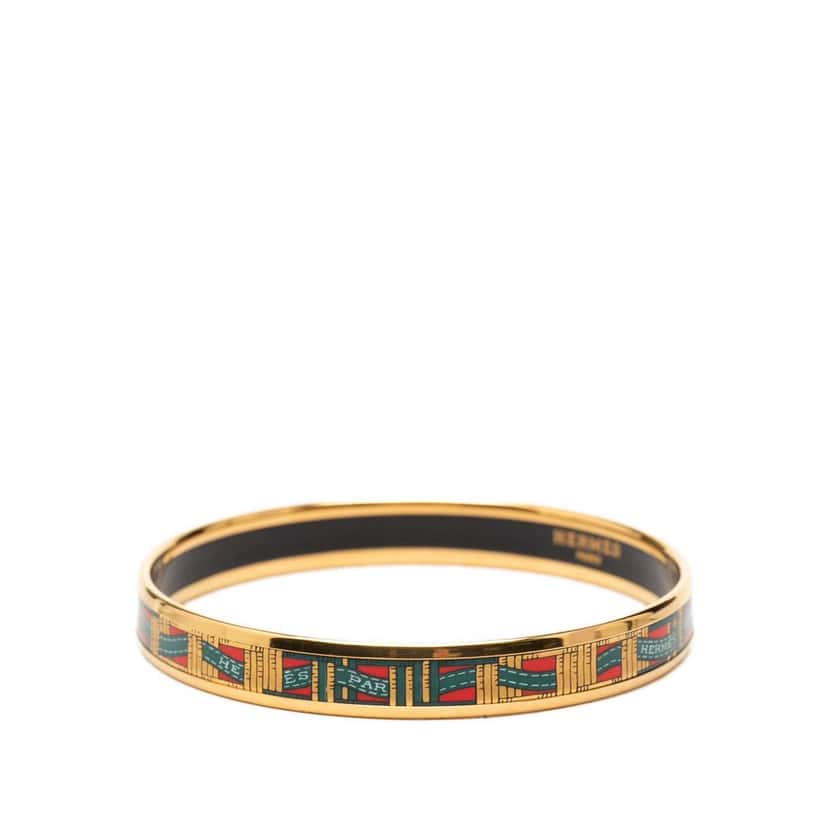 Hermès Narrow Cloisonne Enamel Bangle 62 Red Very good condition - Back View