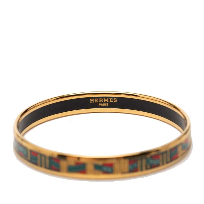 Hermès Narrow Cloisonne Enamel Bangle 62 Red Very good condition - Box View
