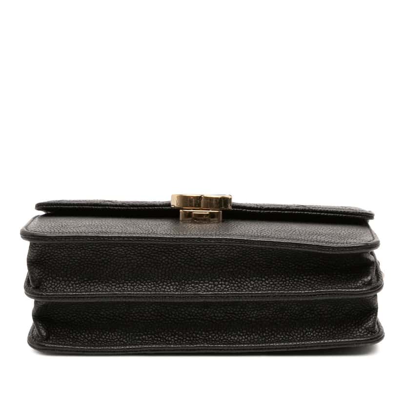 Chanel Paris Cuba Square Quilted Caviar Thread Around Wallet On Chain Black Leather Very good condition - Inside View