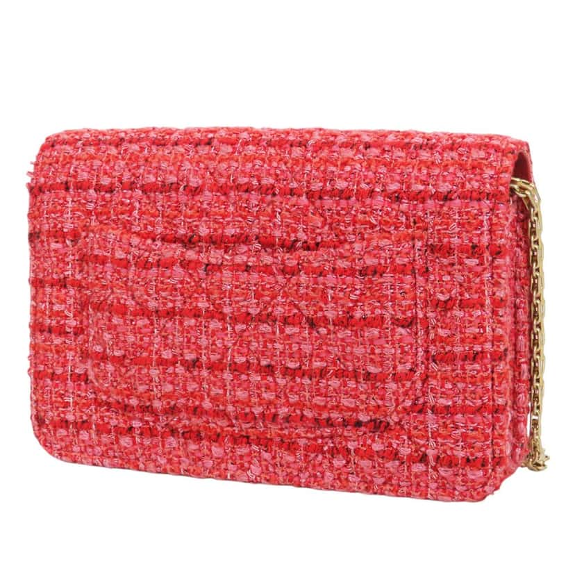 Chanel Quilted Tweed Reissue 2.55 Wallet On Chain Red Very good condition - Back View