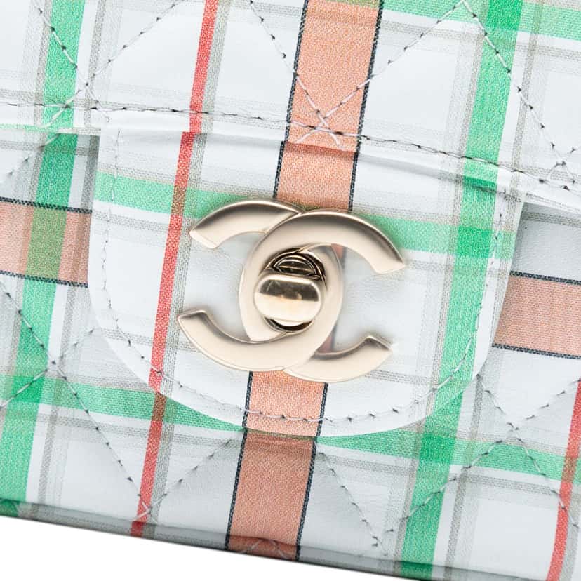 Chanel Mini Rectangular Classic Plaid Printed Calfskin Single Flap White Leather Very good condition - Box View