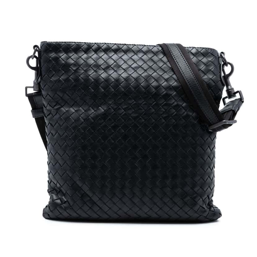 Bottega Veneta Nappa Intrecciato VN Crossbody Black Leather Very good condition - Front View