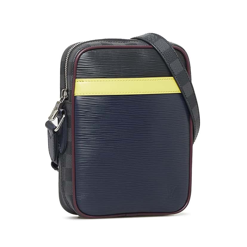 Louis Vuitton Epi Damier Graphite Danube Slim Black Leather Very good condition - Back View