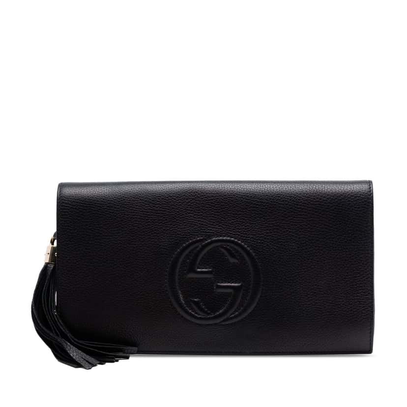 Gucci Leather Soho Disco Clutch Black Leather Very good condition - Front View