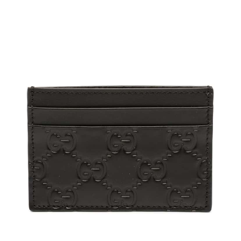 Gucci Guccissima Card Holder Black Leather Never worn, with tag - Front View