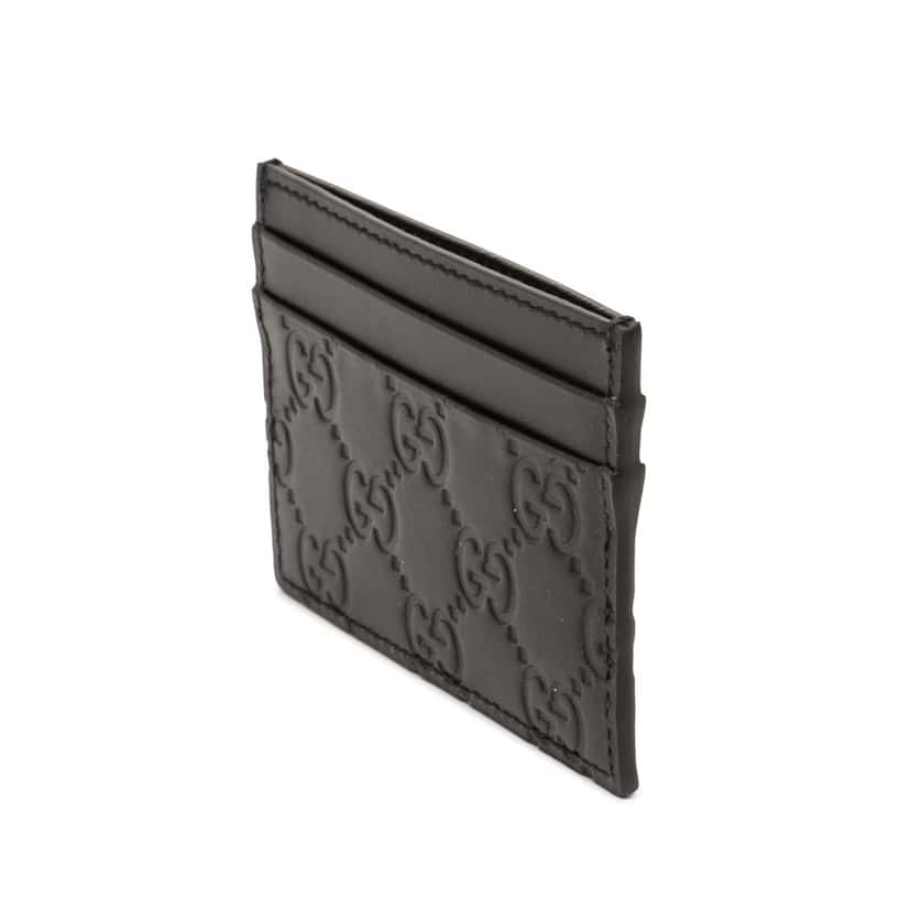 Gucci Guccissima Card Holder Black Leather Never worn, with tag - Back View