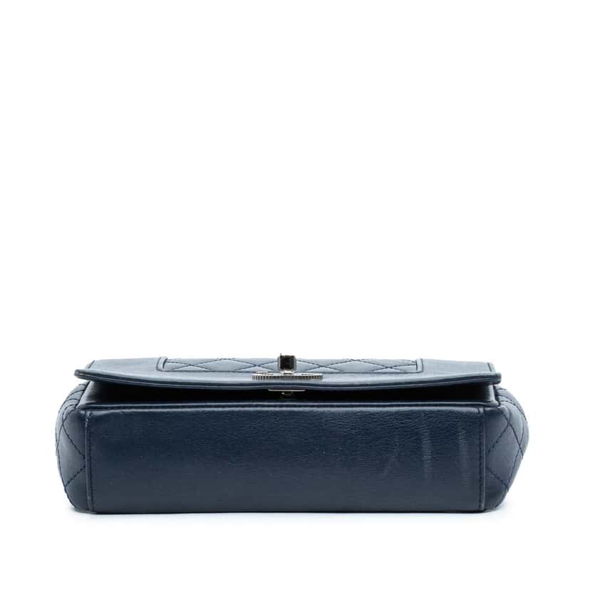 Chanel Small Quilted Sheepskin Mademoiselle Vintage Flap Blue Leather Very good condition - Inside View