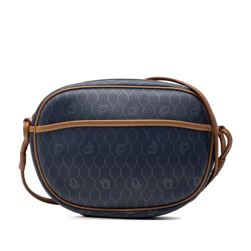 Dior Honeycomb Coated Canvas Crossbody Blue Very good condition - Front View