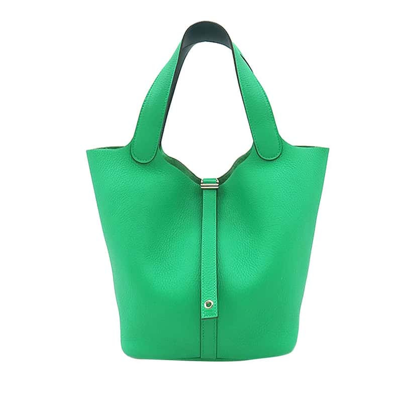 Hermès Clemence Picotin Lock 22 Green Leather Very good condition - Front View
