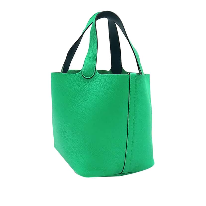 Hermès Clemence Picotin Lock 22 Green Leather Very good condition - Back View