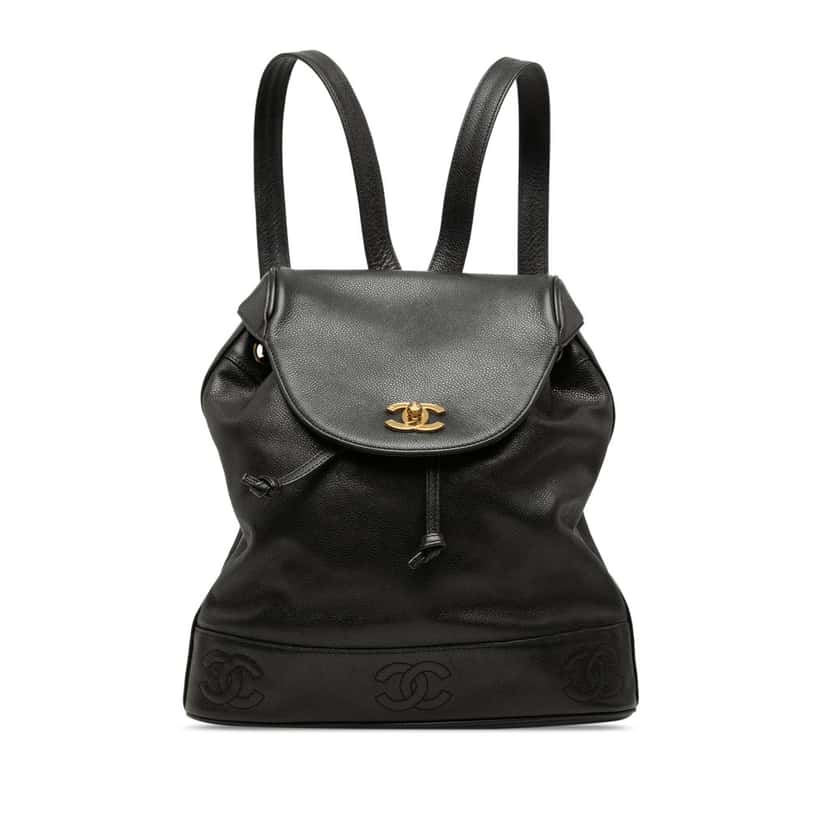 Chanel Caviar Triple CC Backpack Black Leather Very good condition - Front View
