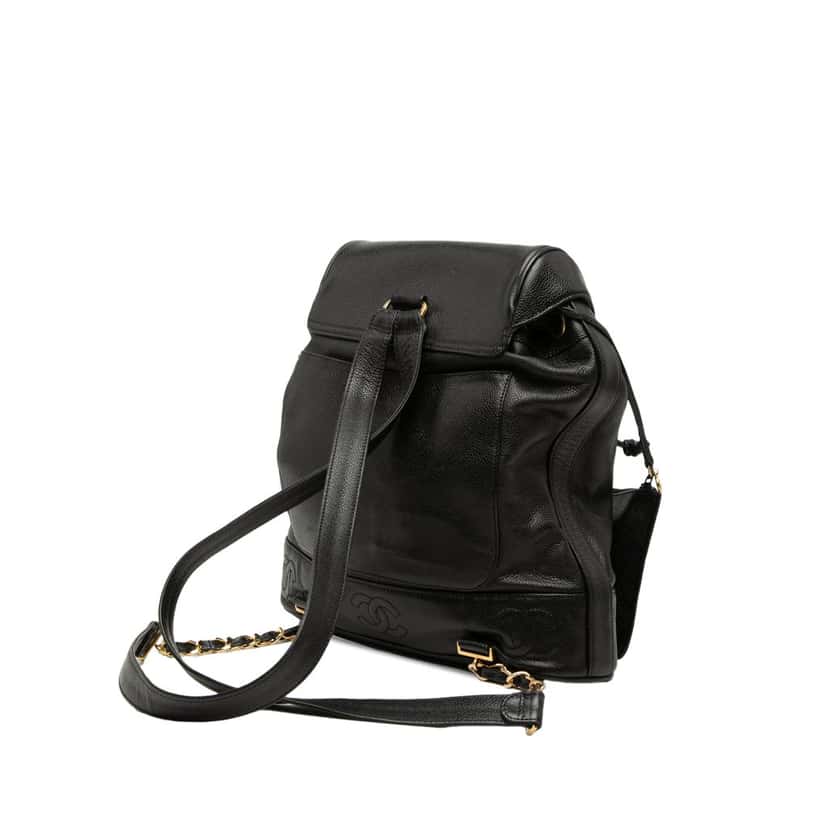 Chanel Caviar Triple CC Backpack Black Leather Very good condition - Back View