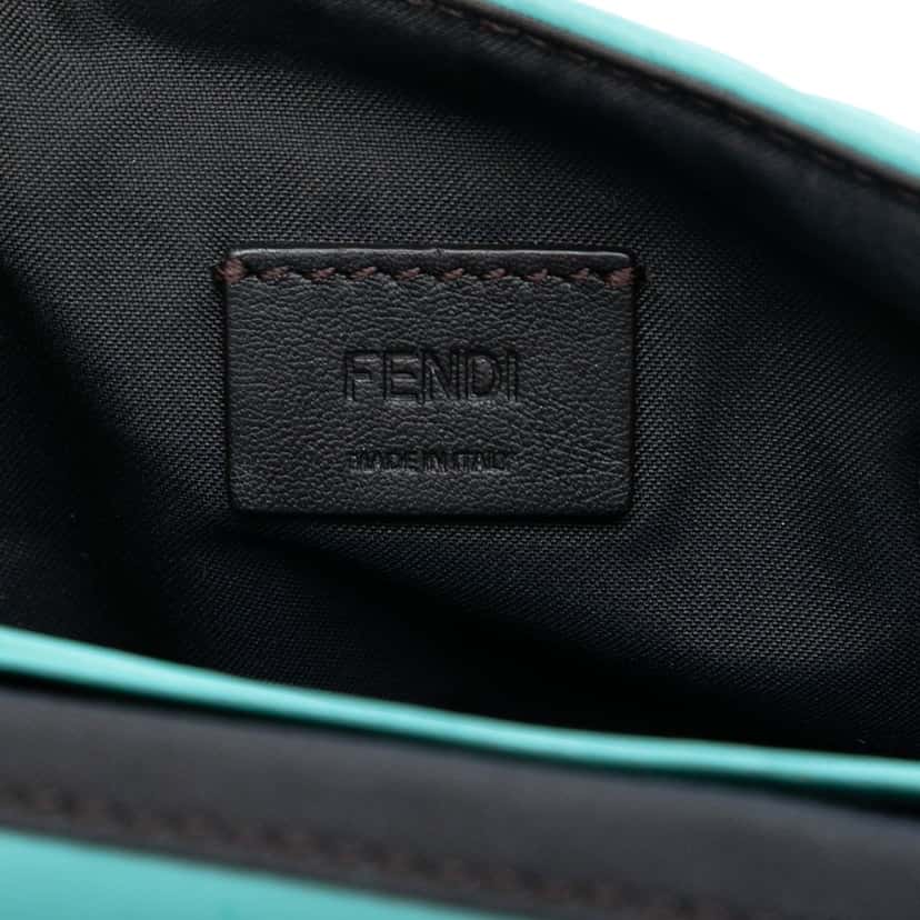 Fendi Mini Zucca Embossed Leather Baguette Satchel Blue Leather Very good condition - Box View
