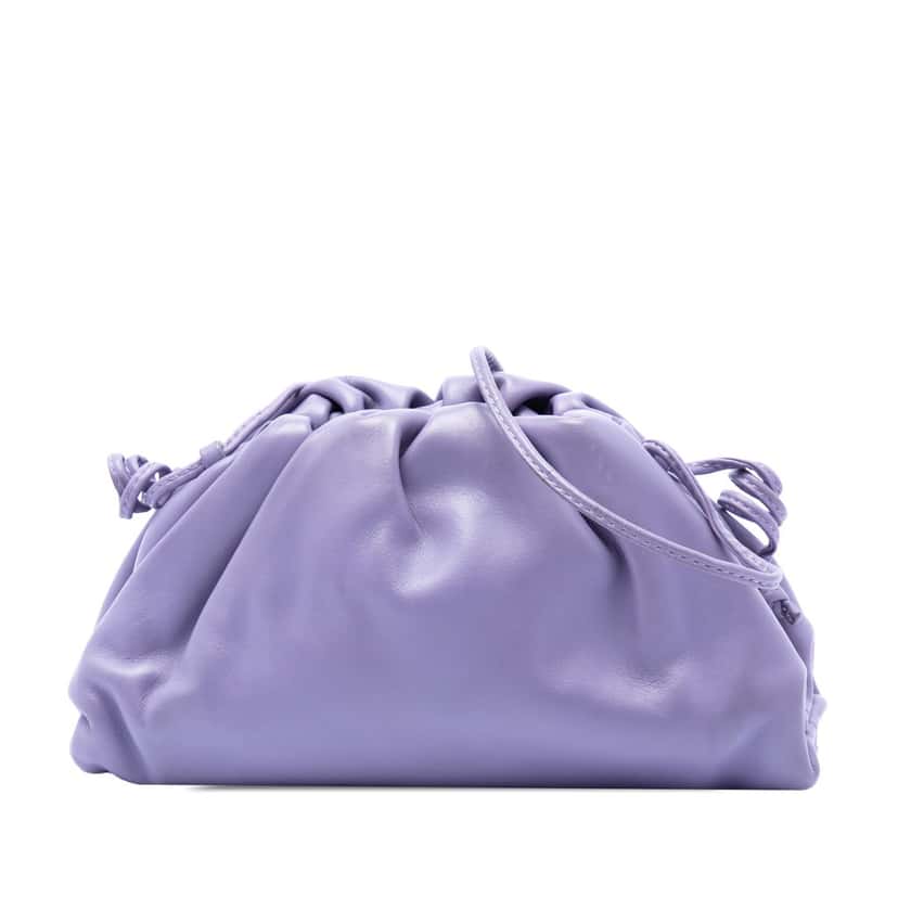 Bottega Veneta Lambskin The Mini Pouch Crossbody Purple Leather Very good condition - Front View