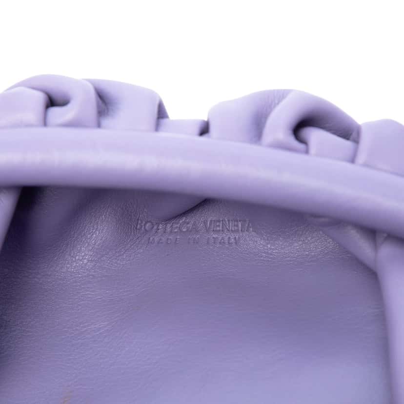 Bottega Veneta Lambskin The Mini Pouch Crossbody Purple Leather Very good condition - Box View