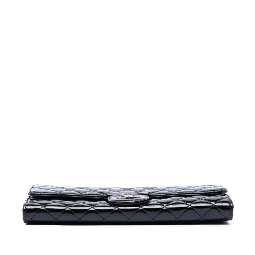 Chanel CC Quilted Patent Brilliant East West Wallet On Chain Black Leather Very good condition - Inside View