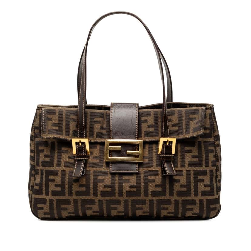 Fendi Zucca Canvas Shoulder Bag Brown Very good condition - Front View
