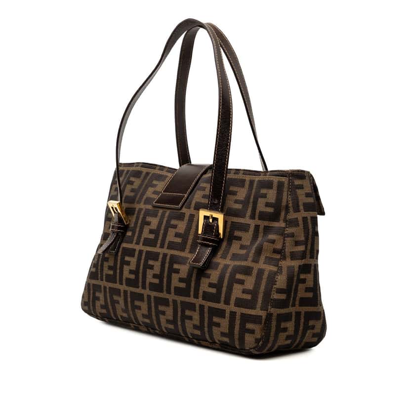 Fendi Zucca Canvas Shoulder Bag Brown Very good condition - Back View