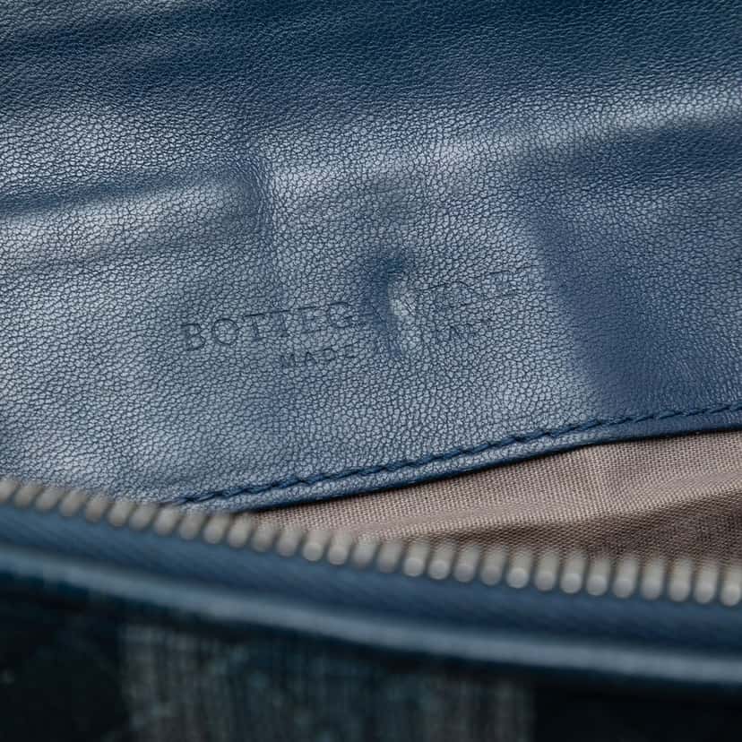 Bottega Veneta Nappa Intrecciato Line Stitch Clutch Blue Leather Very good condition - Box View