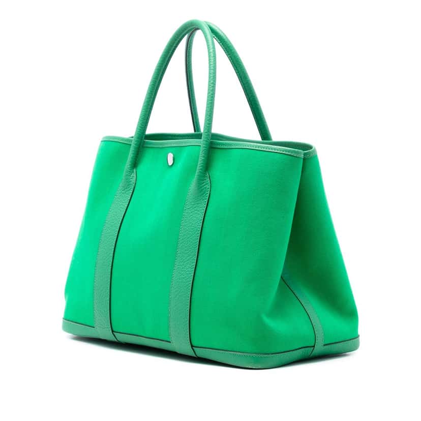 Hermès Toile and Negonda Garden Party 36 Green Very good condition - Back View