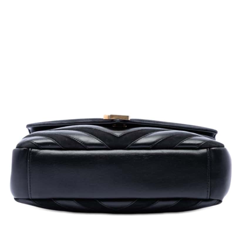 Saint Laurent Medium Calfskin and Suede Chevron Monogram College Satchel Black Leather Very good condition - Inside View
