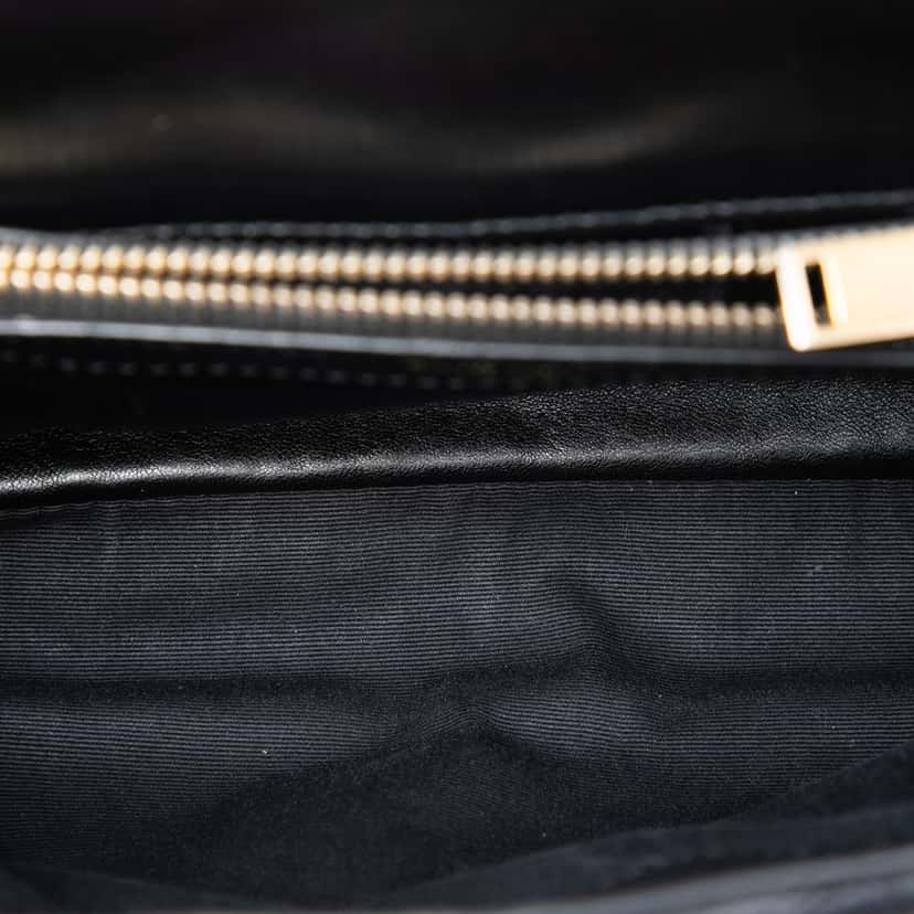Saint Laurent Medium Calfskin and Suede Chevron Monogram College Satchel Black Leather Very good condition - Model View