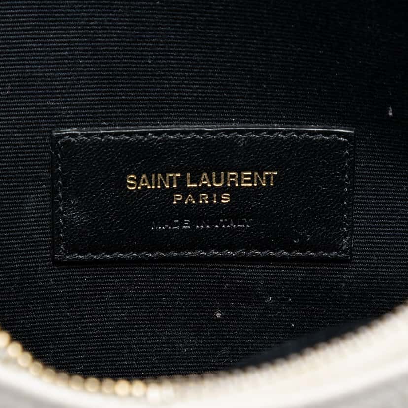 Saint Laurent Grain De Poudre Chevron Monogram Clutch White Leather Very good condition - Box View