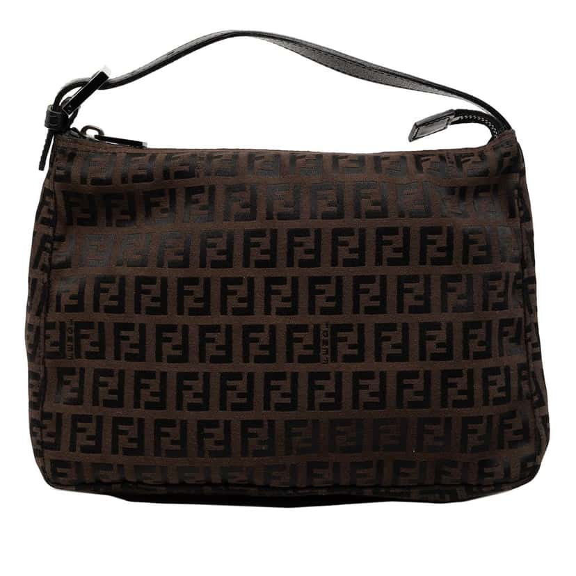 Fendi Zucchino Canvas Handbag Brown Very good condition - Front View