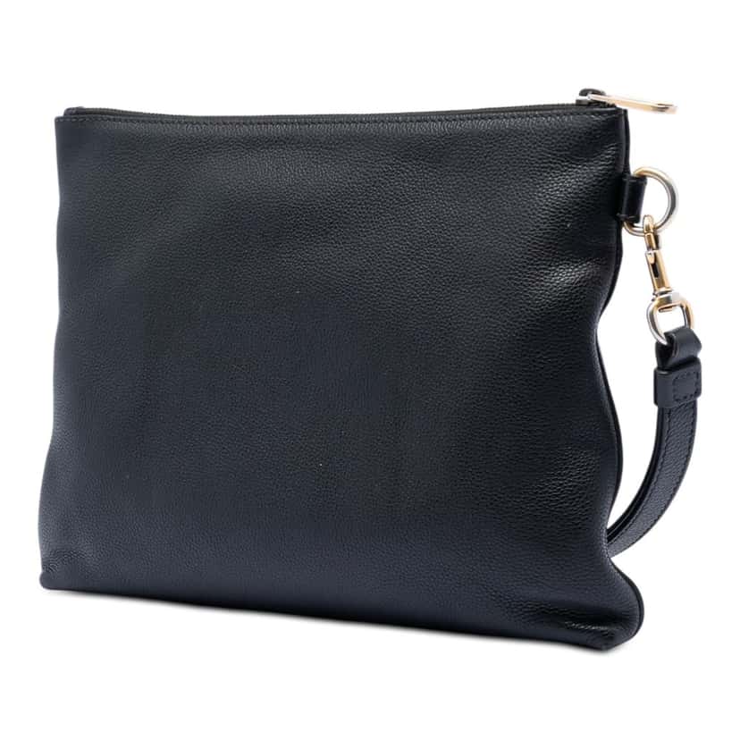 Gucci Leather Logo Clutch Black Leather Very good condition - Back View