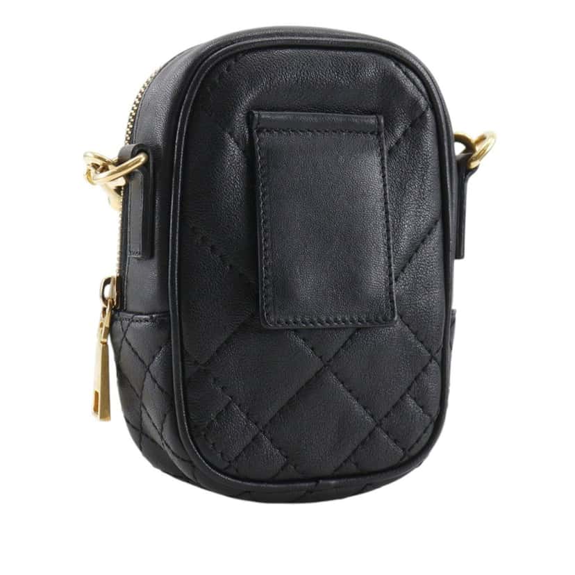 Versace Quilted Leather Medusa Belt Pouch Crossbody Black Leather Very good condition - Back View