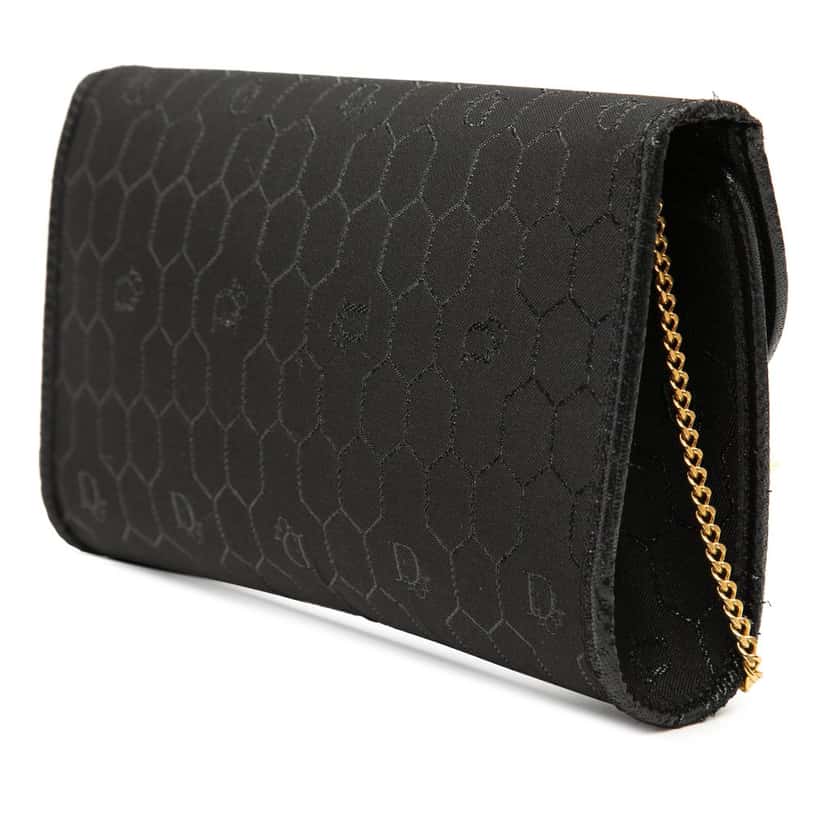 Dior Honeycomb Canvas Chain Flap Crossbody Black Very good condition - Back View