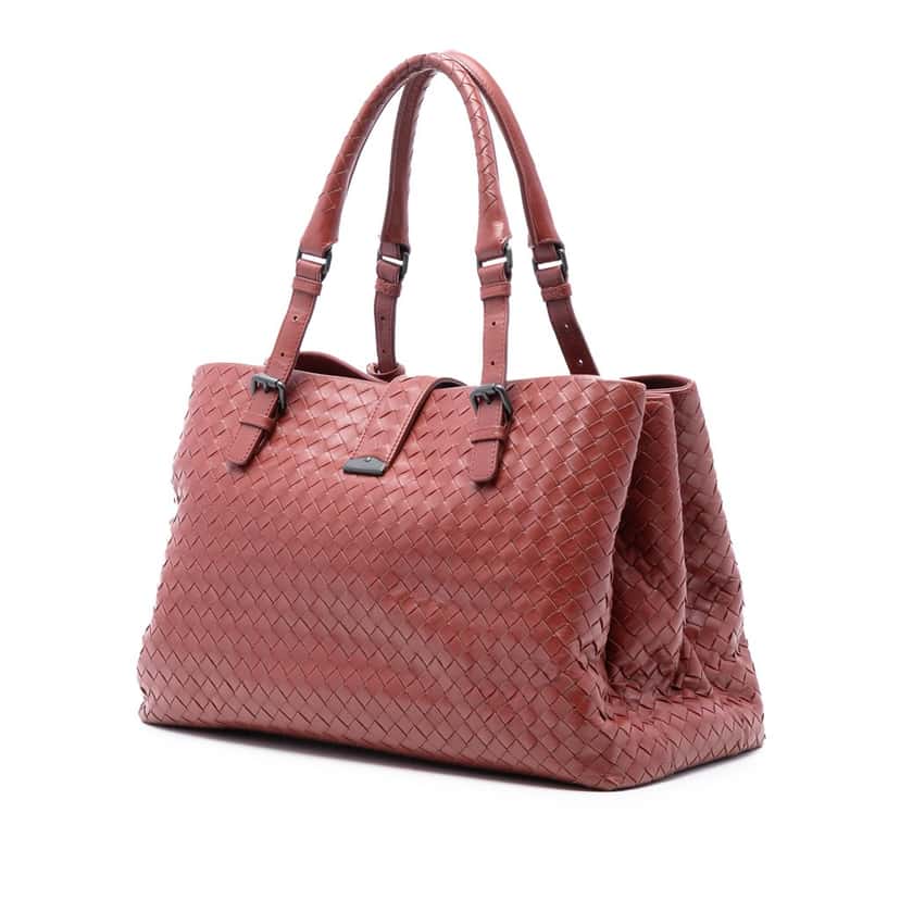 Bottega Veneta Medium Nappa Intrecciato Roma Tote Red Leather Very good condition - Back View