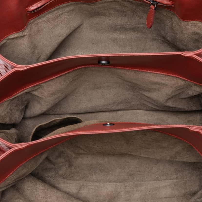 Bottega Veneta Medium Nappa Intrecciato Roma Tote Red Leather Very good condition - Model View