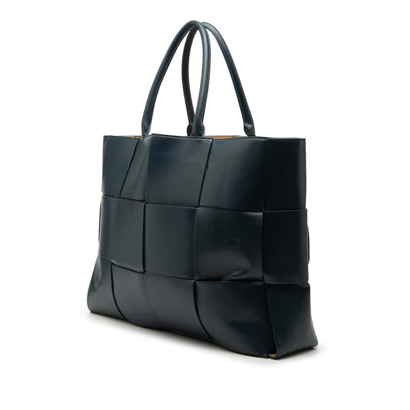 Bottega Veneta Large Leather Intrecciato The Arco Tote Blue Leather Very good condition - Back View