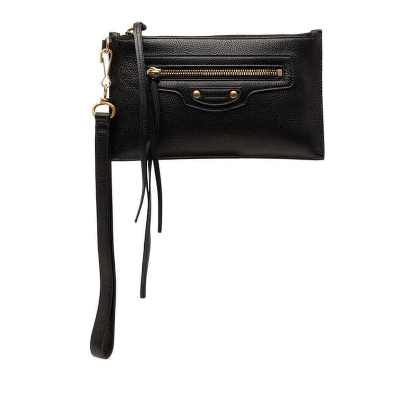 Balenciaga Grained Calfskin Neo Classic Pouch XS Black Leather Very good condition - Front View