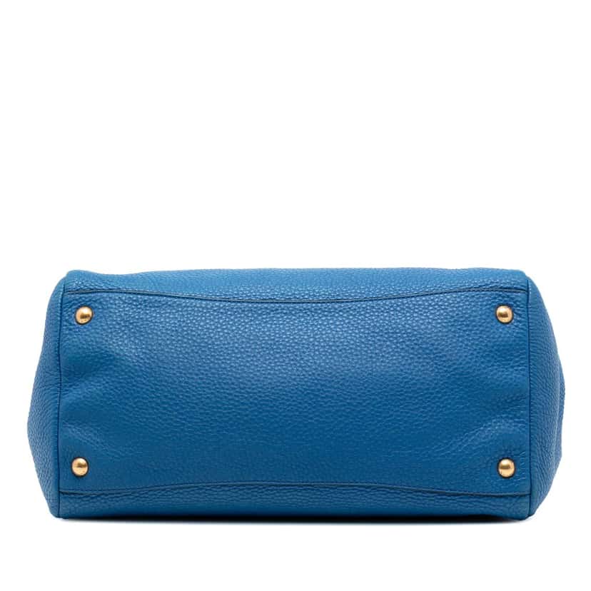 Prada Vitello Daino Open Convertible Tote Blue Leather Good condition - Inside View