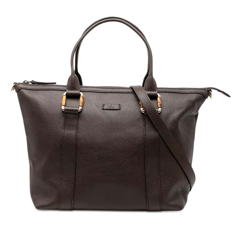 Gucci Leather Bamboo Satchel Brown Leather Very good condition - Front View