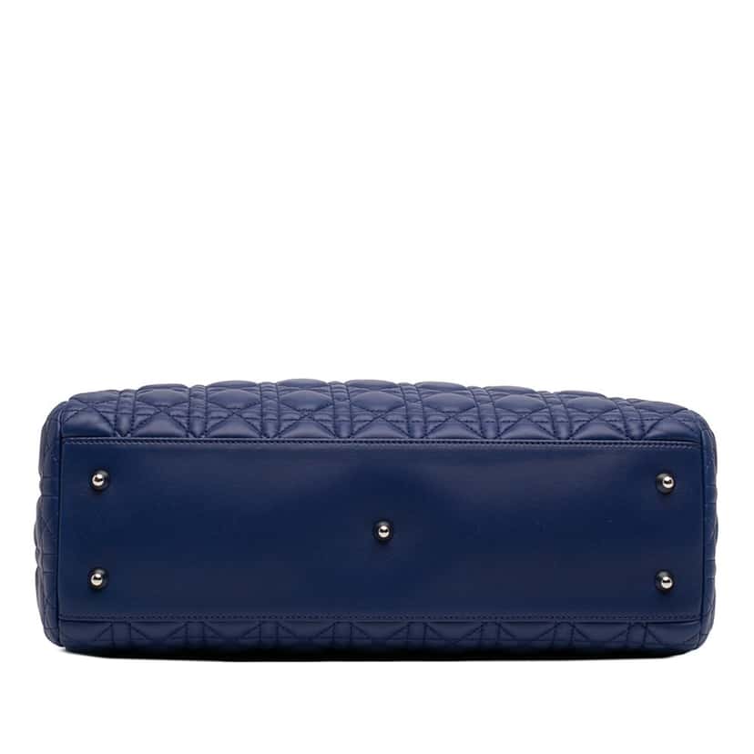 Dior Large Lambskin Cannage Lady Dior Soft Shopping Tote Blue Leather Very good condition - Inside View