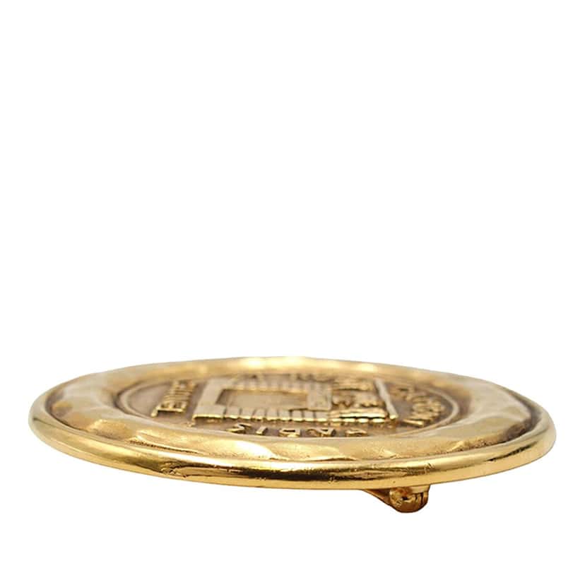Chanel Gold Plated 31 Rue Cambon Medallion Brooch Gold Metal Very good condition - Inside View
