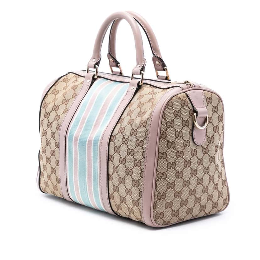 Gucci Medium GG Canvas Web Joy Boston Bag Beige Very good condition - Back View